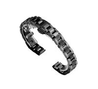 Bracelet de montre en acier inoxydable bandes de remplacement for hommes femmes bracelet de chaîne en métal largeur 10mm 12mm 14mm 16mm 18mm 20mm 22mm(Black,20mm)