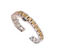 Bracelet de montre en acier inoxydable bandes de remplacement for hommes femmes bracelet de chaîne en métal largeur 10mm 12mm 14mm 16mm 18mm 20mm 22mm(Silver gold,14mm)