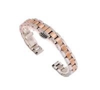 Bracelet de montre en acier inoxydable bandes de remplacement for hommes femmes bracelet de chaîne en métal largeur 10mm 12mm 14mm 16mm 18mm 20mm 22mm(Silver rose gold,14mm)