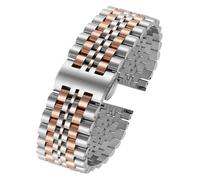 Bracelet de montre en acier inoxydable, Bracelet de montre en acier inoxydable, extrémité incurvée, 6 couleurs, 14 16m 18mm 20mm 22mm, for hommes et femmes, Interface plate en métal(Silverrosegold,20m