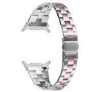Bracelet de montre en acier inoxydable compatible avec Samsung Galaxy Watch8, design à trois maillons avec finition brossée et centrale noire Pink
