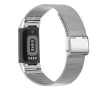 Bracelet de montre en acier inoxydable pour Fitbit Charge 5 Charge 6 Silver