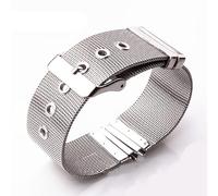 Bracelet de montre en acier inoxydable pour homme et femme 12 mm 14 mm 16 mm 18 mm 20 mm 22 mm 24 mm Bracelet de montre en maille milanaise à boucle sténopé Argenté, 24 mm
