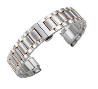 Bracelet de montre en acier massif avec cinq maillons et sept maillons - Interface incurvée - Accessoires en acier inoxydable, 16mm, Acétate, Pas de pierre précieuse