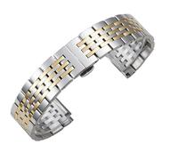 Bracelet de montre en acier massif avec cinq maillons et sept maillons - Interface incurvée - Accessoires en acier inoxydable, 24mm, Acétate, Pas de pierre précieuse