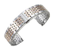 Bracelet de montre en acier massif avec cinq maillons et sept maillons - Interface incurvée - Accessoires en acier inoxydable, 14mm, Acétate, Pas de pierre précieuse
