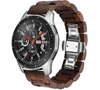 Bracelet de montre en bois 22 mm pour Samsung Galaxy, bracelet de montre en acier inoxydable en bois de 46 mm Bracelet de remplacement de bracelet à dégagement rapide pour Gear S3 (rouge 22 MM)