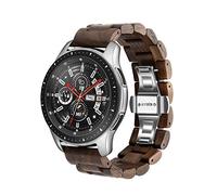 Bracelet de Montre en Bois de 22 mm pour Samsung Galaxy 45mm/46mm en Acier Inoxydable à libération Rapide pour Gear S3/Galaxy Watch 3 (Noyer 22 mm)