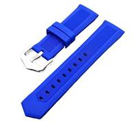 Bracelet de montre en caoutchouc 12/14/16/18/20/21/22/23/24/26/28 mm Bracelet élastique avec boucle en métal Bracelet de montre universel(Blue,22mm)