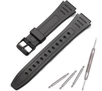 Bracelet de montre en caoutchouc compatible avec Casio W800HG W-800H Series Bracelet de rechange en résine (boucle noire)