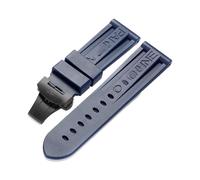 Bracelet de montre en caoutchouc de 24 mm adapté au bracelet for Panerai PAM Ceinture en silicone noir Fermoir papillon Boucle pliante avec logo Accessoires de montre for hommes(Color:Blue-Black)