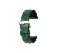 Bracelet de montre en caoutchouc en cuir boucle en métal 20/22mm Compatible avec Casio Mdv107-1A MDV106-1A MDV-106(Green steel pin buckle,Width 20mm)