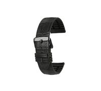 Bracelet de montre en caoutchouc en cuir boucle en métal 20/22mm Compatible avec Casio Mdv107-1A MDV106-1A MDV-106(Black black pin buckle,Width 20mm)