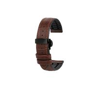 Bracelet de montre en caoutchouc en cuir boucle en métal 20/22mm Compatible avec Casio Mdv107-1A MDV106-1A MDV-106(Brown black Folding,Width 20mm)