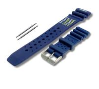 Bracelet de montre en caoutchouc et silicone 20 mm Bleu pour montres de plongée avec limites ND, 20 mm, Caoutchouc, Pas de gemme