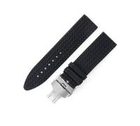 Bracelet de montre en caoutchouc souple silicone 23 mm 21 avec boucle acier compatible la série Chopin Chopard Classic Racing 168511(Black-Silver,23mm)