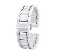 Bracelet De Montre En Céramique 20mm 22mm Bracelet De Montre En Acier Inoxydable Blanc Noir Hommes Et Femmes De Remplacement(Bianco-argento 1,20mm)