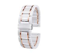 Bracelet De Montre En Céramique 20mm 22mm Bracelet De Montre En Acier Inoxydable Blanc Noir Hommes Et Femmes De Remplacement(Bianco-oro rosa 1,22mm)