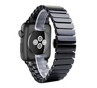 Bracelet de montre en céramique 38 mm 42 mm de luxe en céramique avec fermoir pliable à double bouton compatible avec Apple Watch Series 3/2/1, 38mm, Céramique