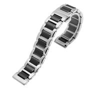 Bracelet de montre en céramique et acier inoxydable à dégagement rapide for hommes et femmes, 14 16 18 20 22mm, montre intelligente(Silver- black,20mm)