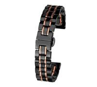 Bracelet de montre en céramique for hommes et femmes, chaîne de montre rapide en acier inoxydable, 14mm 16mm 18mm 20mm 22mm, bracelet de sport(Black-Rose Gold,20mm)