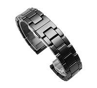 Bracelet de Montre en céramique Universel avec Broches à dégagement Rapide, Boucle Papillon, Fermoir déployant. 14mm Ceramic Black