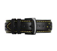 Bracelet de montre en cuir 20/22mm Bracelet en cuir en cuir, Boucle noire jaune, 22mm