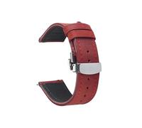 Bracelet de montre en cuir 20mm 22mm Compatible avec Huawei GT5 4 46mm/ Samsung Galaxy Watch 7 6 5 4/ OnePlus 2 2R(Red,22mm)