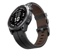 Bracelet de montre en cuir 26 mm compatible avec Garmin Fenix 8 51mm/7X/6X/5X - Libération rapide Black