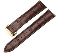 Bracelet de montre en cuir authentique pour le bracelet Omega Watch Seamaster 19 mm 20 mm 22 mm fermoir de gâchis noir bracelet brun marron (couleur: 10 mm fermoir en or, taille: 22 mm)