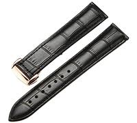 Bracelet de montre en cuir authentique pour le bracelet Omega Watch Seamaster 19 mm 20 mm 22 mm fermoir de gâchis noir bracelet brun marron (couleur: 10 mm fermoir en or, taille: 22 mm)