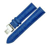 Bracelet de montre en cuir avec boucle en acier inoxydable, 16mm, 18mm, 20mm, Bleu, 14mm