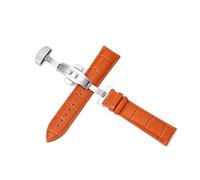 Bracelet de montre en cuir avec boucle papillon - Bracelet de rechange de 12 à 24 mm avec fermeture sécurisée,Brun clair,14mm
