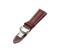 Bracelet de montre en cuir avec boucle papillon - Bracelet de rechange de 12 à 24 mm avec fermeture sécurisée,15mm