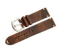 Bracelet de montre en cuir de cheval fou fait à la main, 18mm 19mm 20mm 21mm 22mm, bracelet en cuir rétro, Boucle argentée couleur B, 21mm