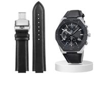 Bracelet de montre en cuir de vache pour Casio Edifice EFB-680D-2A ECB-10D Bracelet de montre en cuir pour homme Interface convexe 14 mm, universal, Simili cuir, Autre
