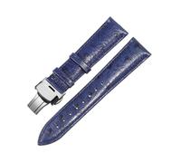 Bracelet de montre en cuir de veau à motif autruche doux pour la peau 12-24mm avec fermoir déployant à double bouton-poussoir