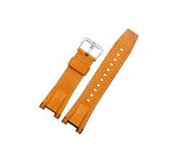 Bracelet de montre en cuir et Nylon, doux et confortable, adapté à for Casio GST-W120L S130l 310 B100 300, accessoires 26mm(Yellow-Steel)