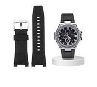 Bracelet de montre en cuir et toile adapté for Casio G-SHOCK GST-B100 S130 W300GL 400G W330 GST-W120L s120 W130L série S100, accessoire de montre(Black canvas silver)