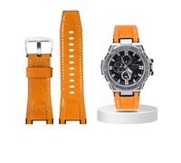 Bracelet de montre en cuir et toile adapté for Casio G-SHOCK GST-B100 S130 W300GL 400G W330 GST-W120L s120 W130L série S100, accessoire de montre(Yellow silver buckle)