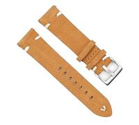 Bracelet de montre en cuir fait à la main 18mm 20mm 22mm 24mm Vintage Suede Watch StrapReplacement Tan Grey Beige Color for hommes femmes montres (Color : Tan-White Wire, Size : 20mm)