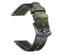 Bracelet de Montre en Cuir Fait Main, 20 cm de Long, 20-22 mm de Large, Bracelet de Rechange Universel à dégagement Rapide avec Coutures renforcées,Deep Green Black Bk-22mm