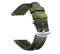 Bracelet de Montre en Cuir Fait Main, 20 cm de Long, 20-22 mm de Large, Bracelet de Rechange Universel à dégagement Rapide avec Coutures renforcées,Deep Green Silver Bk-22mm