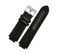 Bracelet de montre en cuir for Timex for marée for boussole bracelet de montre for T2n739 for T2n720 for T2n721 bracelet de montre en toile 24x16mm bouche convexe for hommes ( Color : Canvas black sil