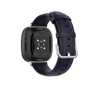 Bracelet de montre en cuir GARENAS Round Tail pour Versa4/3 et Sense1/Sense2 - Bracelet de remplacement (Bleu foncé)