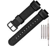 Bracelet de montre en cuir nylon compatible avec Casio 16 mm Series DW5900 5600 6900 MCW100 AWGM100 GA100 110 GLS-100 Bracelet de rechange pour homme, 16mm