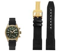 Bracelet de montre en cuir nylon noir pour IWC Le Petit Prince Big Pilot IW3777, 22mm