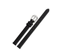 Bracelet de montre en cuir pour femme - Bracelet fin de 6 à 17 mm avec boucle en acier inoxydable argenté,Noir,14mm
