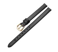 Bracelet de montre en cuir pour femmes, petit bracelet de 6mm, 8mm, 10mm, 12mm, Or noir, 10mm