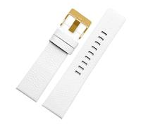 Bracelet de montre en cuir, sangles de ceinture de montre 22/24/26/27/28/30mm, Blanc-doré, 28mm